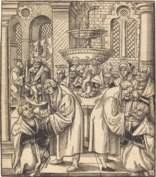 Reformatorerna Luther och Hus ger nattvard till prinsarna av huset i Sachsen