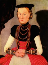 Tyska: Weibliches Bildnis / Bildnis einer Frau (eine geborene Hoffmann aus Leipzig) Kvinnoporträtt / Porträtt av en kvinna (en född Hoffmann från Leipzig)