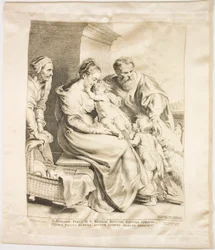 Den heliga familjen med Saint John och Saint Elizabeth