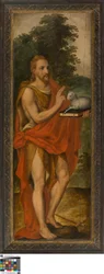 Johannes Döparen (vänster), Donator (höger), Vanitas (stängd), Lucas de Heere, Museum of Fine Arts Ghent, S-101, öppen vänster panel