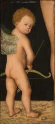 Amour - Amor, av Cranach, Lucas, den äldre (1472-1553). Olja på trä, ca 1530. Mått : 81x36 cm. Konsthistoriska museet, Vienne