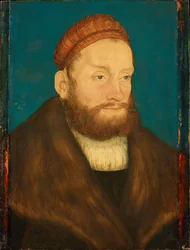 Casimir de Brandebourg Culmbach (1481-1527) - Markgreve Casimir av Brandenburg-Bayreuth, av Cranach, Lucas, den äldre (1472-1553). Olja på trä, efter 1524. Mått : 37,3x28,5 cm. Konsthistoriska museet, Vienne