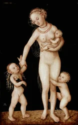 Välgörenhetsmålning av Lucas Cranach den äldre (1472-1553) Sön. 56x36 cm London, National Gallery