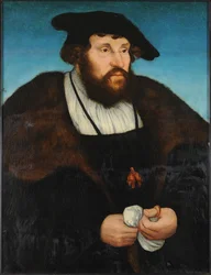 Christian II de Danemark, Norvege et Suede - Porträtt av kungen Christian II av Danmark (1481-1559), av Cranach, Lucas, den äldre (1472-1553). Olja på trä, ca 1523-1530. Mått: 54,6x41,5cm. Museum of Fine Arts, Leipzig
