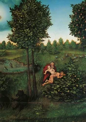 Detalj av paradiset, ca 1530 (olja på panel)