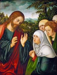 Les adieux du Christ a sa mere - Kristi farväl till de heliga kvinnorna - Lucas Cranach, den äldre (1472-1553). Olja på trä, c. 1520. Mått : 110x83,5 cm. Konsthistoriska museet, Vienne