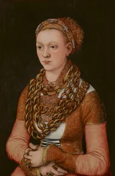 Porträtt av Anna Buchner, född Lindacker, ca 1520 (olja på panel) (se även 3710993)