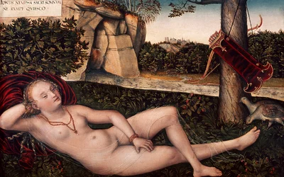 Recining Diana, av Lucas Cranach Elder (1472-1553)