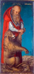 ""Saint Jerome"" Målning av Lucas Cranach den äldre (1472-1553) - 1515 - Olja på trä Dim 24,5x11,5 cm Konsthistoriska museet, Wien