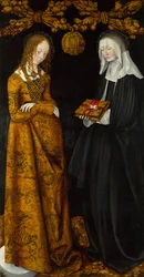 Saint Christine och Saint Odile. Målning av Lucas Cranach den äldre (1472-1553), olja på trä
