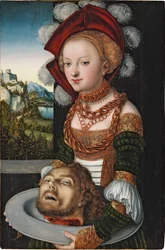 Salome avec la tete de Saint Jean Baptiste - Salome med Johannes Döparens huvud, av Cranach, Lucas, den äldre (1472-1553). Olja på trä, c. 1527-1530. Mått: 88,4x58,3 cm. Szepmuveszeti Muzeum, Budapest