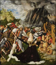 Sankta Katarinas martyrskap - Peinture deLucas Cranach den äldre (1472-1553) - ca 1504-1509 - Olja på trä - 112x95 - Raday Muzeum Budapest