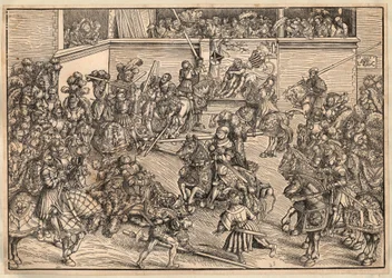 Tournoi - Turnering - Cranach, Lucas, den äldre (1472-1553) - 1509 - Träsnitt - 29,8x42,7 - Privat samling