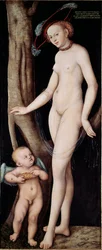 Venus och Amor (Aphrodite och Eros) Målning av Lucas Cranach den äldre (1472 - 1553)