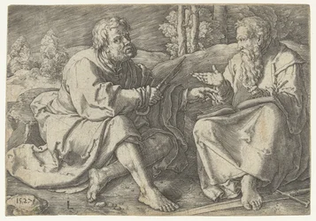 Paul och Peter sitter i ett landskap