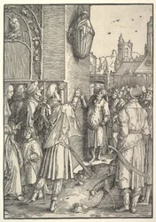 Poeten Vergilius i en korg, 1512.