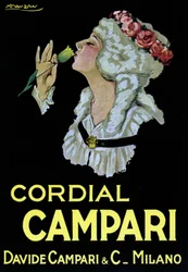 Reklamaffisch för Cordial Campari. Davide Campari & C. Milano 1921 (illustration)