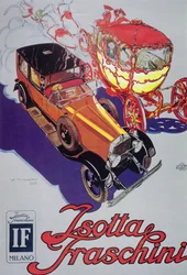 Affisch som annonserar Isotta Fraschini-bilar