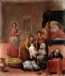 Johannes döparens födelse Målning av Luciano Borzone (1590-1645) 1600-talets Musei di Strada Nuova (ex Palazzo Bianco) gener
