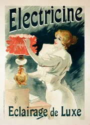 Reproduktion av en affisch som gör reklam för lyxbelysningen „Electricine“