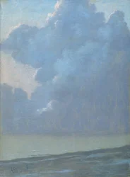 Moln över havet (pastell på papper)