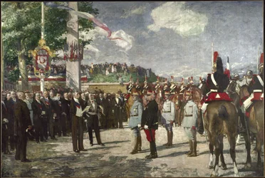 Mottagning vid Porte Maillot för marskalkarna Foch och Joffre, 14 juli