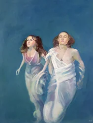 En pojke och en flicka flyter, 2004 (olja på duk)