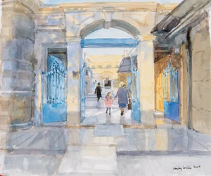 Morgon i Jerusalem, 2019 (akvarell på papper)