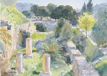 Romerska kolonner, Gamla Jerusalem, 2019 (w/c på papper)