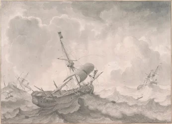 L.Backhuysen, fartyg på stormiga hav