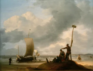 Strand med fiskebåtar