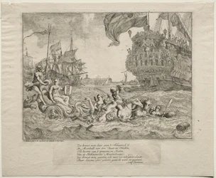 Personifieringen av Amsterdams ridning i Neptunes vagn, 1701.