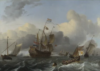 Flaggskeppet Eendracht och en flotta av holländska krigsmän, ca. 1670