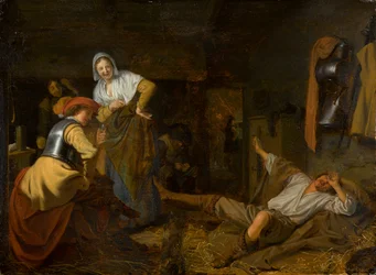 Soldater vid Reveille, cirka 1650 (olja på panel)