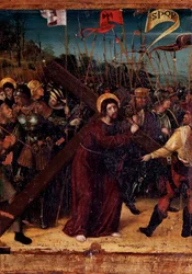 Rosenkransens mysterier: Jesus bär korset (målning på trä