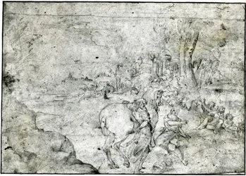 Erminia and the Shepherds, ca 1600 (penna och bläck på papper)