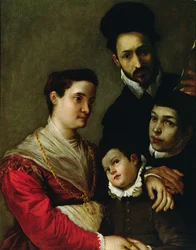 Porträtt av familjen Tacconi (olja på duk)