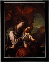 Madonna med barn och S:t Antonius Abbott (panel)