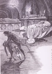 Fair Juliet som med änglar inte finns kvar., illustration från Romeo och Julia,