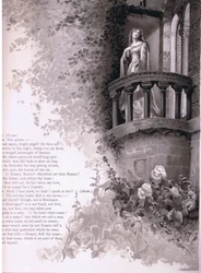 Juliet, ah jag!. Romeo hon talar. , illustration från Romeo och Julia,