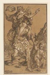 Aeneas bär sin far från Troja