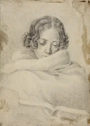 Porträtt av författaren Bettine von Arnim 1785-1859, född Brentano, ca 1809.