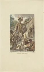 Iroquois familj framför tipi Nordindianer (titel på objekt)