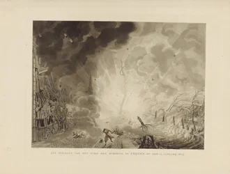 Katastrofen i Leiden, 1807 Hoppar skeppet med krut i Leijden den 12 januari 1807 (titel på objekt)
