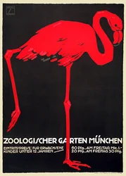 Zoo affisch med en röd flamingo