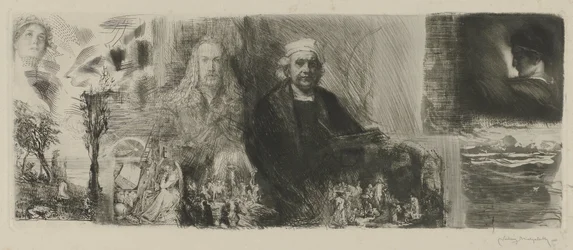 Verk av Rembrandt och Dürer i olika trycktekniker An die Schönheit (titel på objekt)