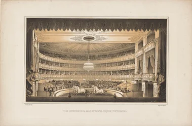 Interiör av Equestrian Circus Theatre i Sankt Petersburg, 1850.