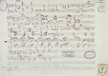 Sida av musikaliska partitur av "Fidelio": början av akt III