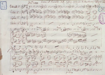 Sida ur partituret till Symfoni nr 6 i F-dur, opus 68, av Ludwig van Beethoven