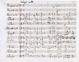 Notblad ur Symfoni nr 1 i C-dur av den tyske tonsättaren Ludwig van Beethoven (1770-1827) (1799-1800), Milano, Biblioteca del Conservatorio
